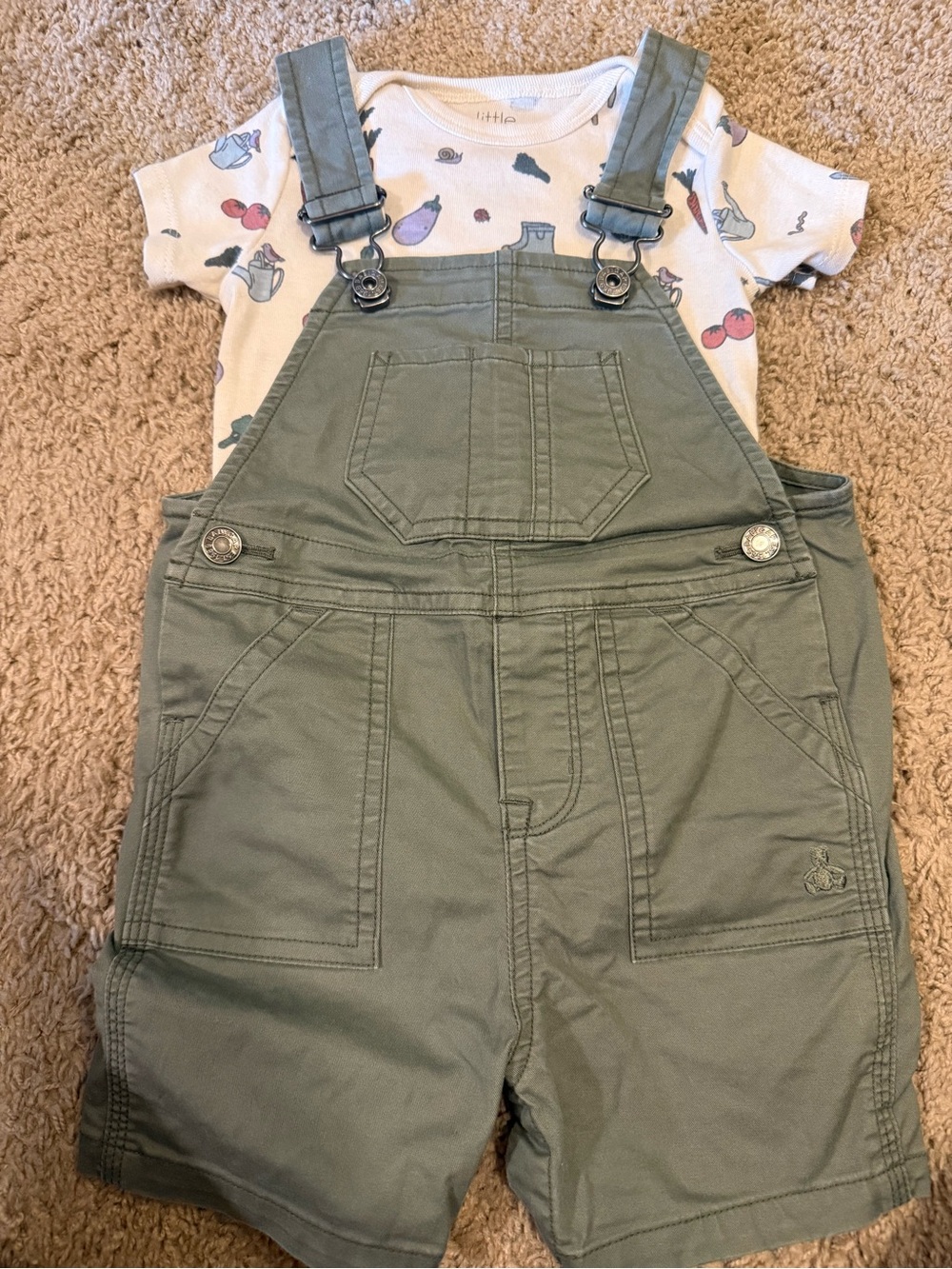 GAP Olive Green Kids Short Overalls
